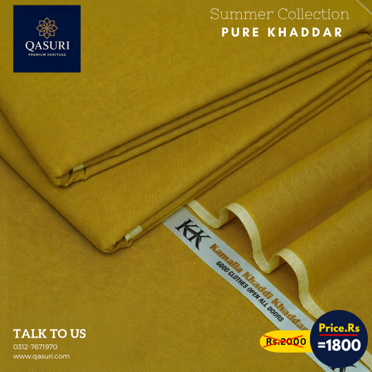 Mustard Yellow Kamalia Khaddar For Mens