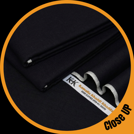 Jet Black Kamalia Khaddar For Mens - Image 2